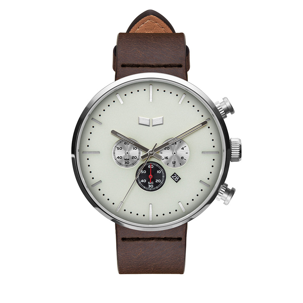 ROOSEVELT CHRONO LEATHER - Brown/Silver/Marine